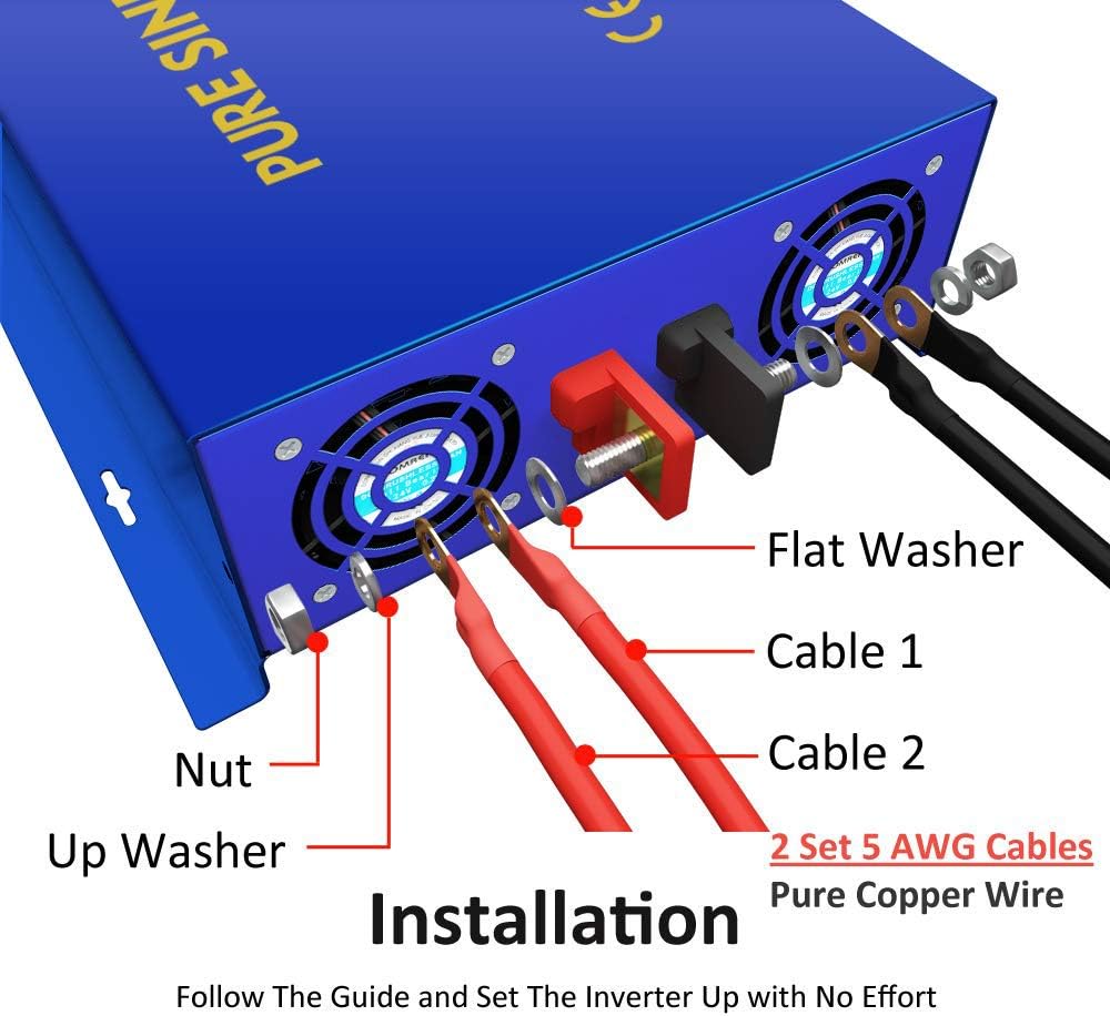 2000 Watt Pure Sine Wave Power Inverter 48V DC to AC 120V K8230