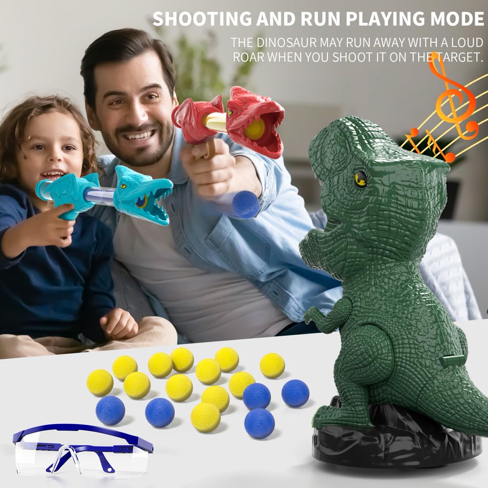 Spray Dinosaur Shooting Toys with 2 Pump Guns, 24 Foam Balls U329