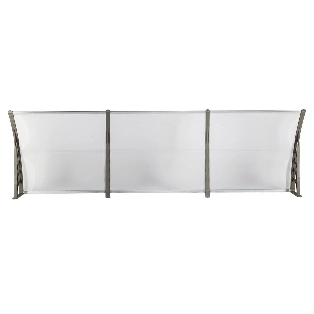 39.37" x 118.11" Door Window Patio Rain Cover Eaves Transparent Board & Gray Holder S23600