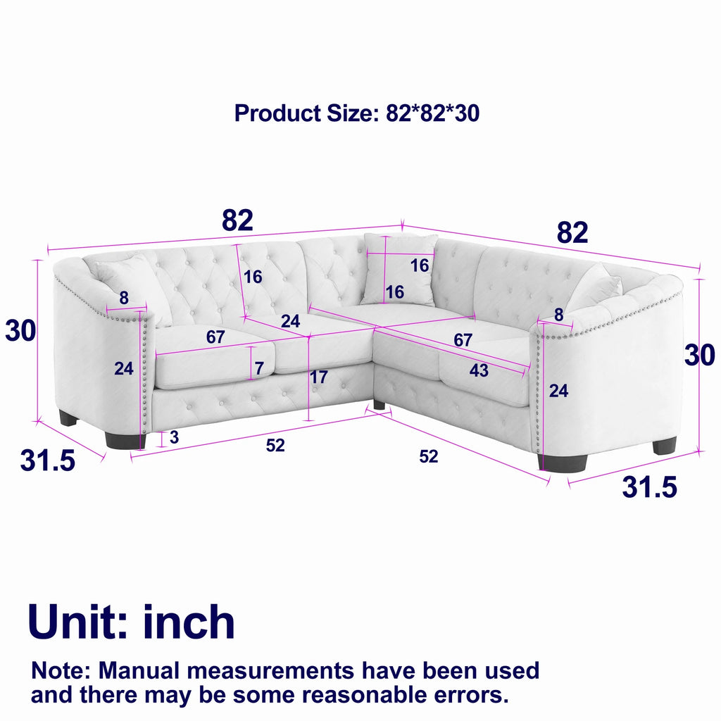 Beige Velvet 5-Seater Corner Sofa with 3 Cushions S4099