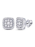 14kt White Gold Diamond Square Cluster Earrings 1 Cttw P8822
