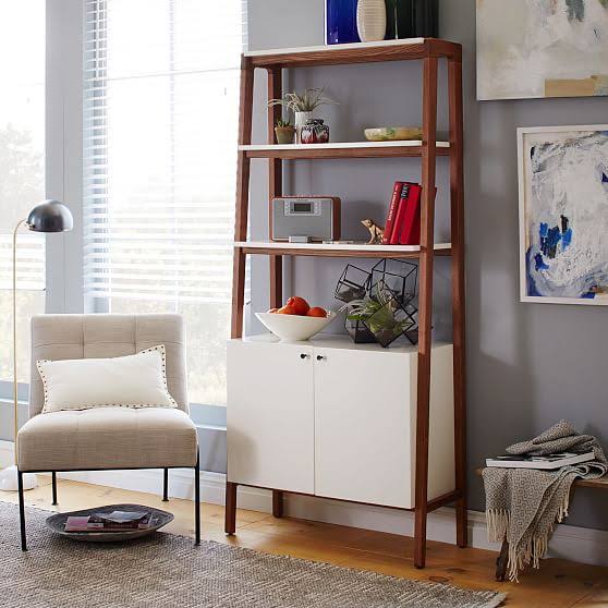 Pecan/White Wall Cabinet Bookcase R87896