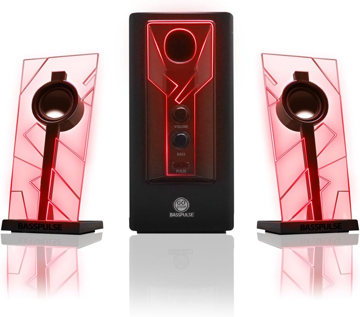 2.1 Computer Speakers with Green LED Glow Lights and Powered Subwoofer I82990