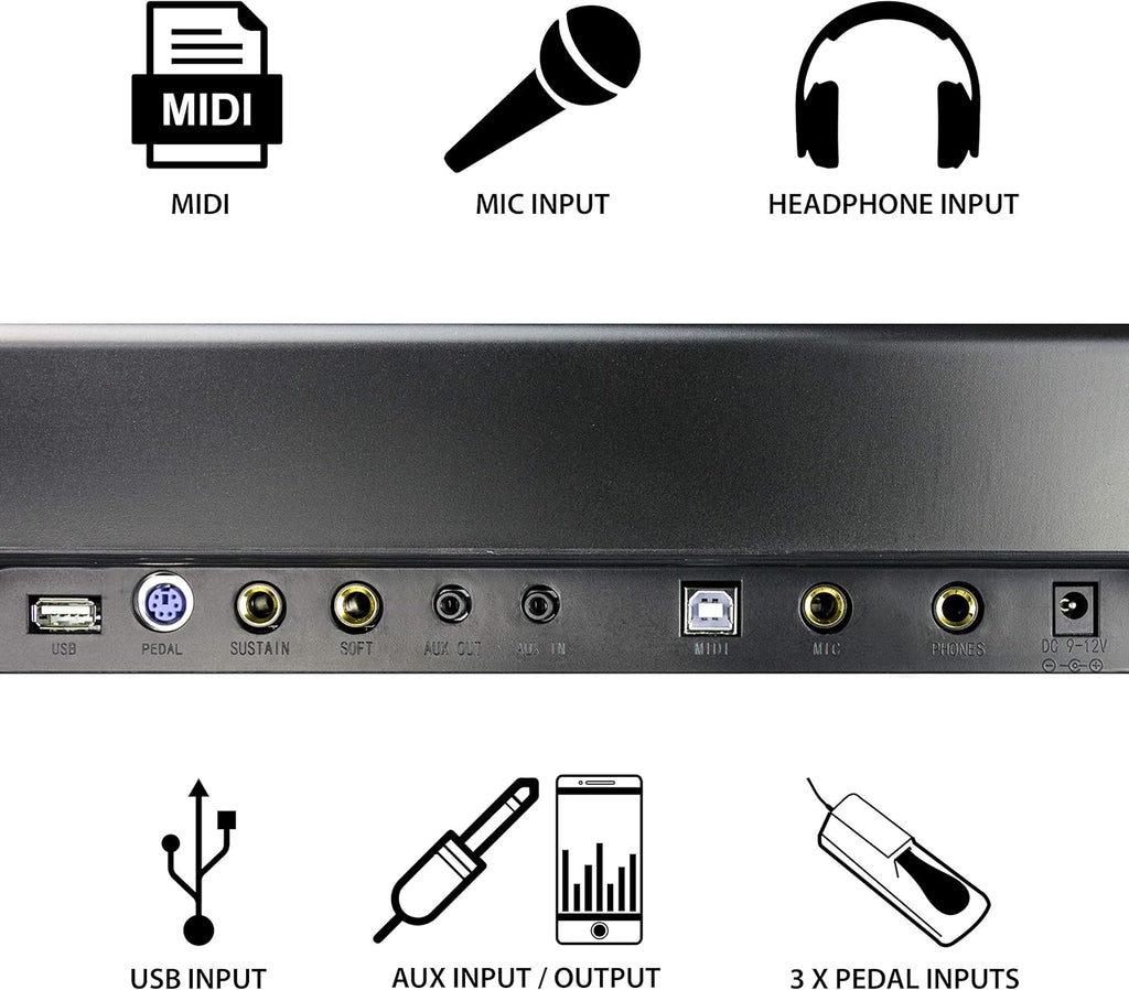 88-Key Semi-Weighted Digital Piano, Black V681