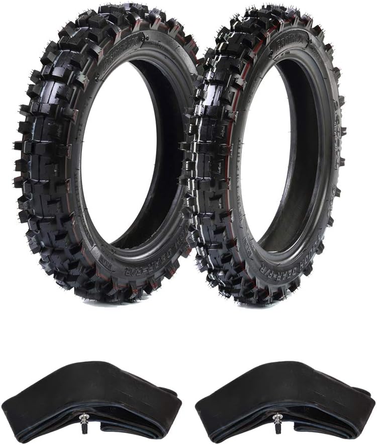 Motocross Front and Rear Tires with 2 Heavy Duty Tubes, Pack of 2 L14090