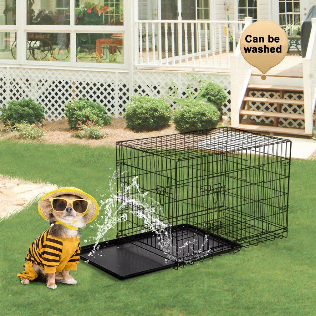 42x22 Pet Folding Dog Crate Kennel with ABS Tray U865724