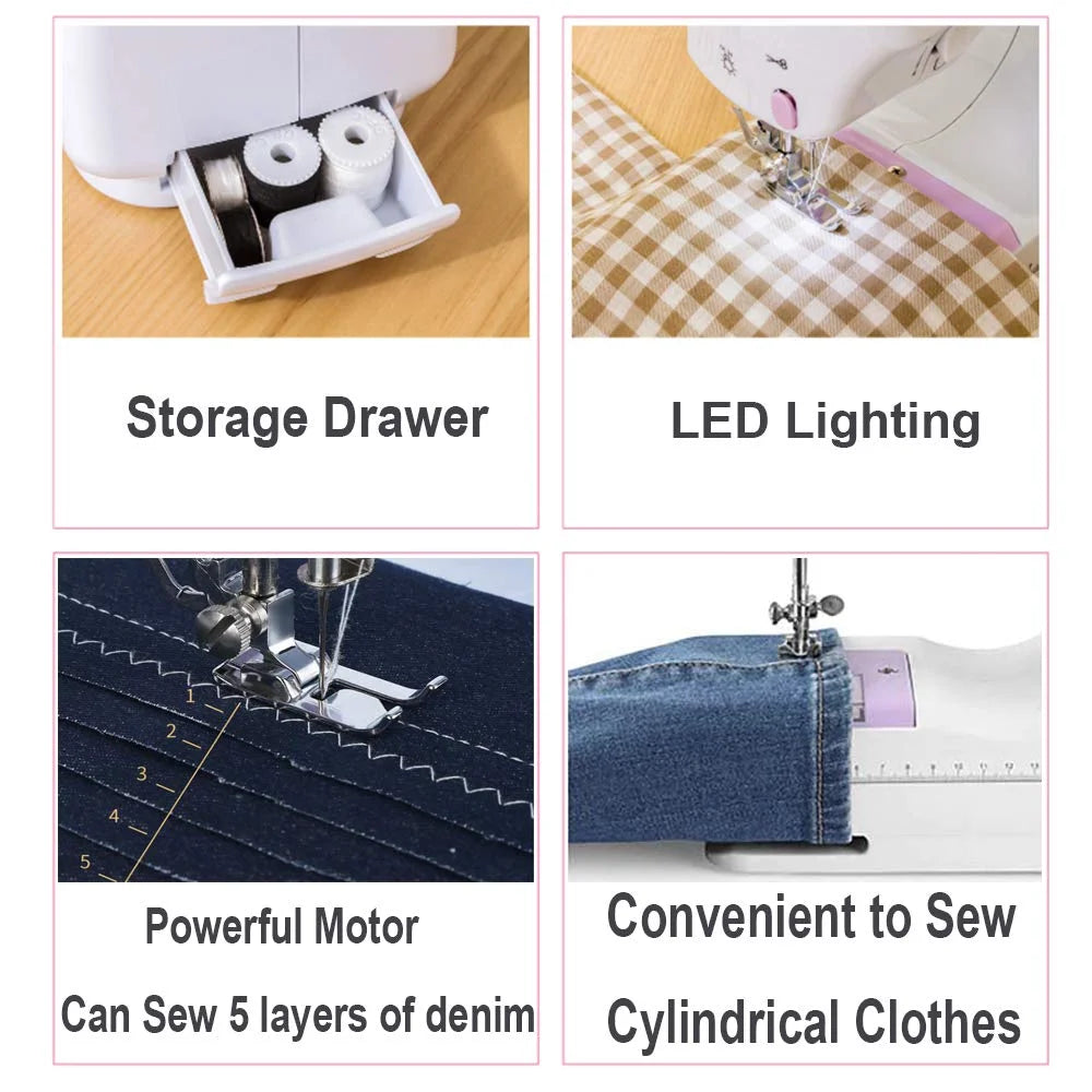 Mini Sewing Machine Set with 12 Stitches Sewing Kit Extension Table Q4876