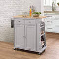 Kitchen Cart with Wooden Top Natural & Gray A7649