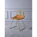 Metal Slat Back Side Chair in Tan/Gold S70789