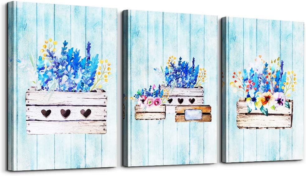 3 Piece Blue Abstract Mountain Canvas Wall Art K301668