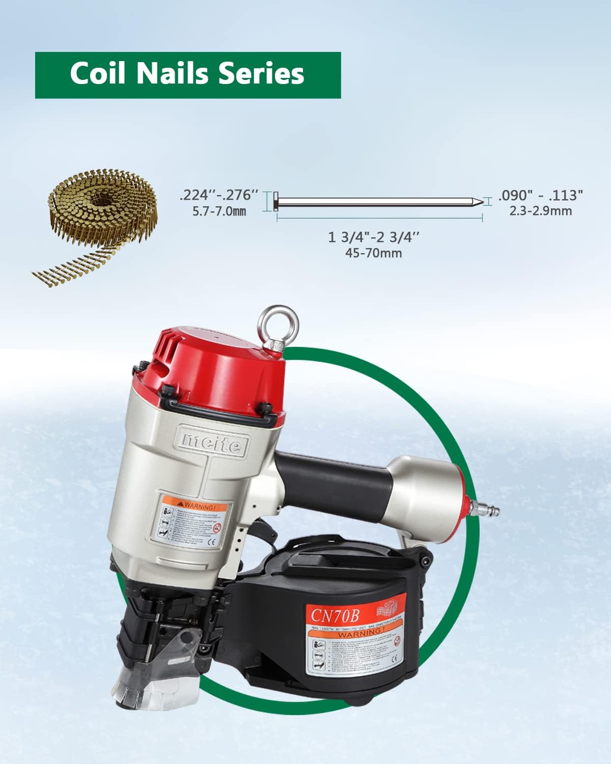 Coil Siding Nailer 1-3/4-Inch to 2-3/4-Inch Industrial Coil Framing Nailer T108486