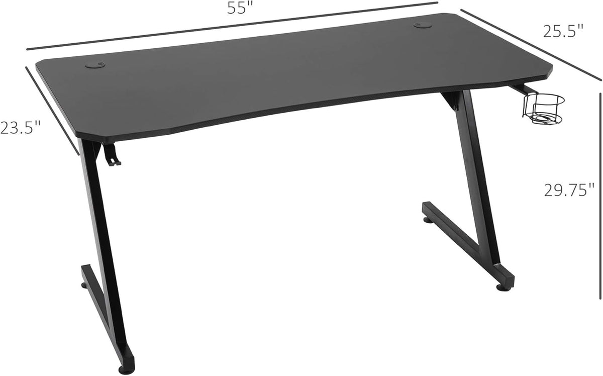 Black Gaming Desk with Cup Holder and Headphone Hook G372